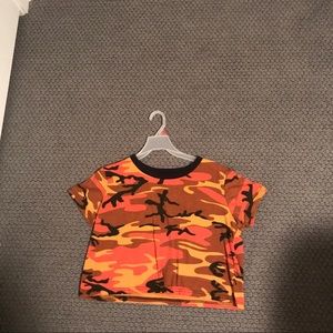 Orange and yellow camo crop top